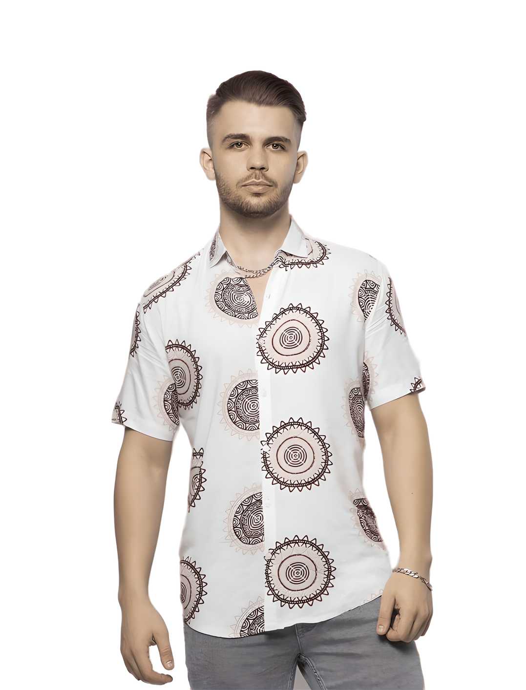 Rayon Printed Half Sleeves Regular Fit Mens Casual Shirt